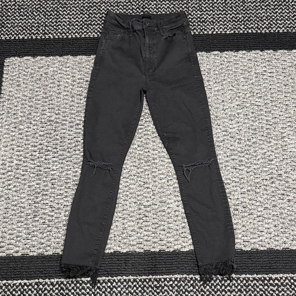 Mother Denim The Swooner Dagger Ankle Fray Jeans Women’s 26 Black Stretch